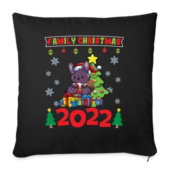Noël en famille 2022 Drôle d’amoureux de Noël assorti - Housse de coussin décorative 45 x 45 cm - noir - Devant