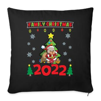Noël en famille 2022 Drôle d’amoureux de Noël assorti - Housse de coussin décorative 45 x 45 cm - noir - Devant