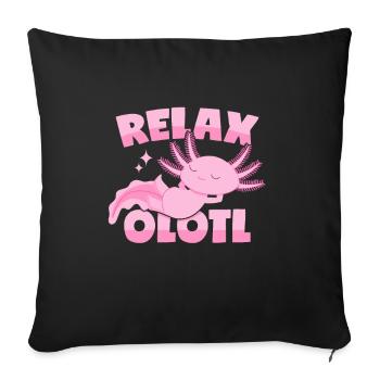 Relaxender Axolotl Wortwitz: Relaxolotl - Sofakissenbezug 45 x 45 cm - Schwarz - Vorne