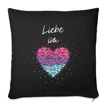 L’amour dans le cœur Bisexualité bisexuelle Drapeau Homo - Housse de coussin décorative 45 x 45 cm - noir - Devant