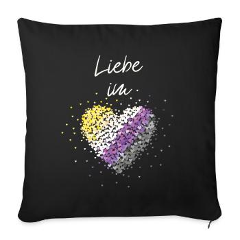 L’amour dans le cœur Asexuel Asexualité ACE Asexuels - Housse de coussin décorative 45 x 45 cm - noir - Devant