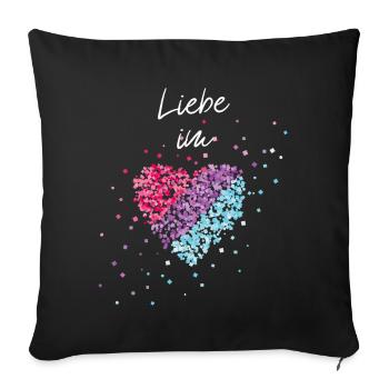 L’amour dans le cœur Bisexualité Bisexualité Gay Homo - Housse de coussin décorative 45 x 45 cm - noir - Devant