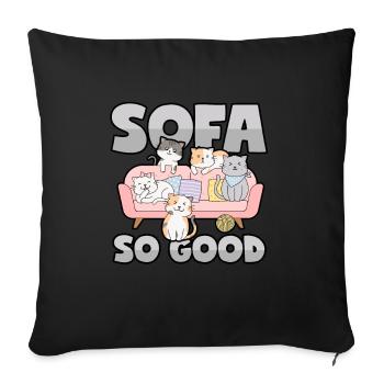 Cat sofa - So far so good! - Sofa pillowcase 17,3'' x 17,3'' (45 x 45 cm) - black - Front