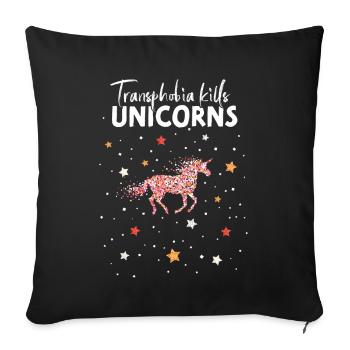 Lesbe Lesbisch Lesben Gay Einhorn Transphobia Homo - Sofakissenbezug 45 x 45 cm - Schwarz - Vorne