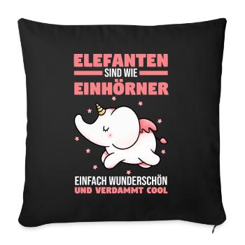 Dickhäuter Rüsseltier Einhorn Elefant - Sofakissenbezug 45 x 45 cm - Schwarz - Vorne