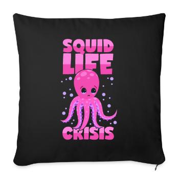 Calmar de la quarantaine-crise Poulpe Poulpe Calmar - Housse de coussin décorative 45 x 45 cm - noir - Devant