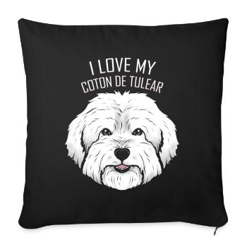 Dog Lover - J’aime mon Coton de Tuléar - Housse de coussin décorative 45 x 45 cm - noir - Devant