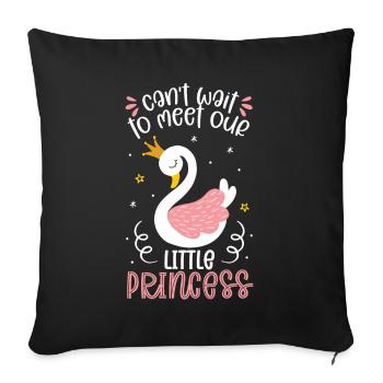 J’ai hâte de rencontrer notre petite princesse - Housse de coussin décorative 45 x 45 cm - noir - Devant