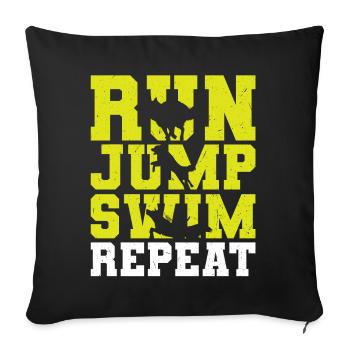 Run Jump Swim Repeat - Dock Diving - Sofakissenbezug 45 x 45 cm - Schwarz - Vorne