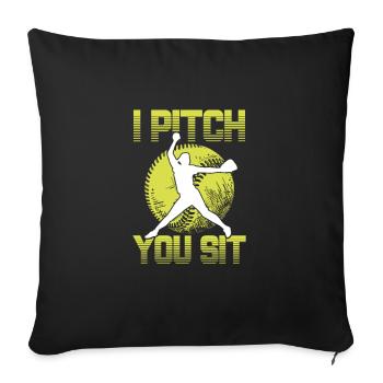 Joueur de softball Baseball Sport Pitcher Cadeau - Housse de coussin décorative 45 x 45 cm - noir - Devant