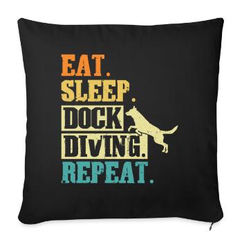 Manger. Dormir. Plongée à quai. Réessayez. - Housse de coussin décorative 45 x 45 cm - noir - Devant