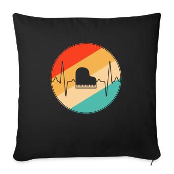 Piano Retro Heartbeat - Housse de coussin décorative 45 x 45 cm - noir - Devant