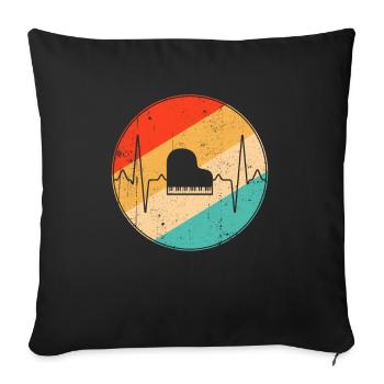 Piano Retro Heartbeat - Housse de coussin décorative 45 x 45 cm - noir - Devant