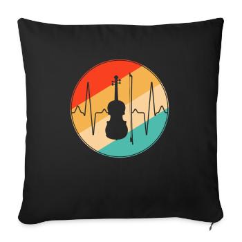 Violon Retro Heartbeat - Housse de coussin décorative 45 x 45 cm - noir - Devant