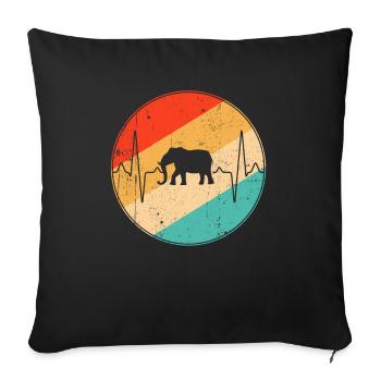 Elephant Retro Heartbeat - Housse de coussin décorative 45 x 45 cm - noir - Devant
