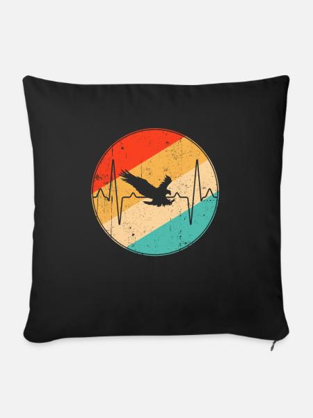 Adler Retro Herzschlag - Sofakissenbezug 45 x 45 cm - Schwarz