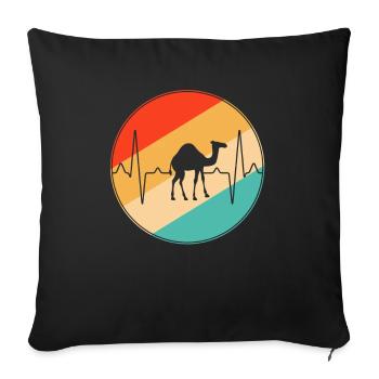 Rétro Heartbeat dromadaire - Housse de coussin décorative 45 x 45 cm - noir - Devant