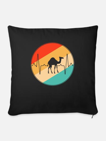 Dromedar Retro Herzschlag - Sofakissenbezug 45 x 45 cm - Schwarz