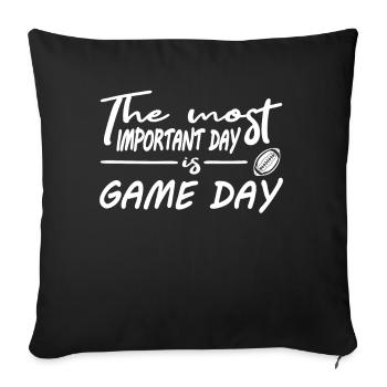 Le jour le plus important du football américain est le jour du match - Housse de coussin décorative 45 x 45 cm - noir - Devant