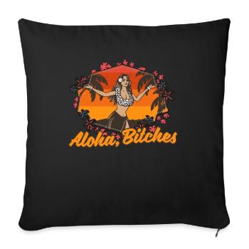 Aloha Surfer Beach Hawaii Woman - Sofa pillowcase 17,3'' x 17,3'' (45 x 45 cm) - black - Front