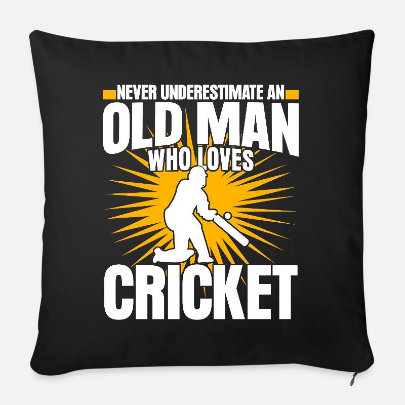 Cricket Cricketers Équipe de cricket - Housse de coussin décorative 45 x 45 cm - noir