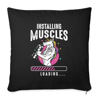 Installing Muscles Loading Workout Gym Unicorn - Sofakissenbezug 45 x 45 cm - Schwarz - Vorne