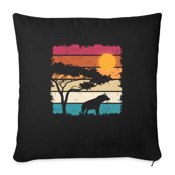 Hyène vintage - Housse de coussin décorative 45 x 45 cm - noir - Devant