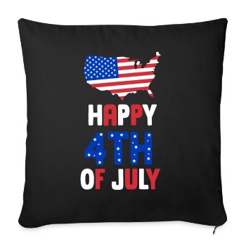 Happy 4 July Happy 4Th Of July US USA America - Sofa pillowcase 17,3'' x 17,3'' (45 x 45 cm) - black - Front