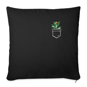 Plante dans la poche Strelizie dans la poche de poitrine - Housse de coussin décorative 45 x 45 cm - noir - Devant