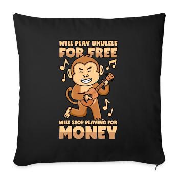 Monkey plays ukulele for free - Sofa pillowcase 17,3'' x 17,3'' (45 x 45 cm) - black - Front