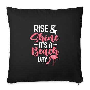 Flamingo Pink Bird Zoo Summer Holiday Gift - Sofa pillowcase 17,3'' x 17,3'' (45 x 45 cm) - black - Front