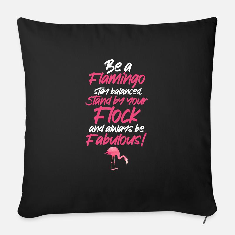 Flamingo Pink Bird Zoo Summer Holiday Gift - Sofa pillowcase 17,3'' x 17,3'' (45 x 45 cm) - black