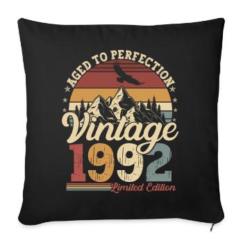 1992 Naissance vintage anniversaire - Housse de coussin décorative 45 x 45 cm - noir - Devant