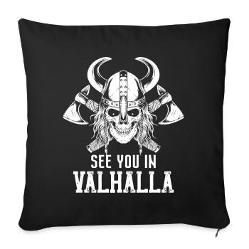 Wikinger Schädel Axt Walhalla Warriors Mythologie - Sofakissenbezug 45 x 45 cm - Schwarz - Vorne