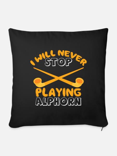 Alphorn spielen von Alpen Musikinstrument in der S - Sofakissenbezug 45 x 45 cm - Schwarz
