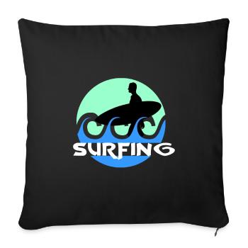 Surfing - Sofakissenbezug 45 x 45 cm - Schwarz - Vorne