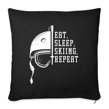 Manger dormir Ski Répéter - Housse de coussin décorative 45 x 45 cm - noir - Devant