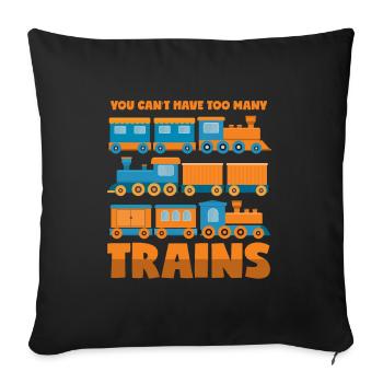Collectionneur de trains: Trop de trains - Housse de coussin décorative 45 x 45 cm - noir - Devant