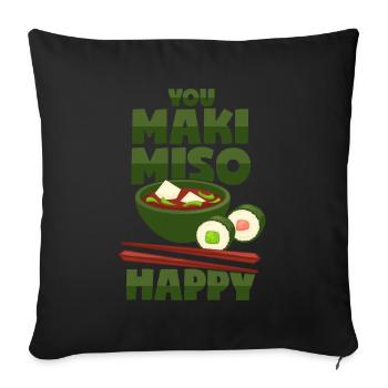 Maki & Miso - Japanisches Essen - Sofakissenbezug 45 x 45 cm - Schwarz - Vorne