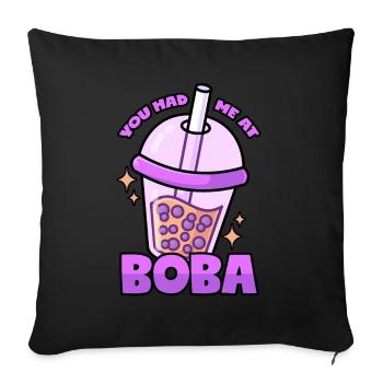 Boba: Thé à bulles - Housse de coussin décorative 45 x 45 cm - noir - Devant