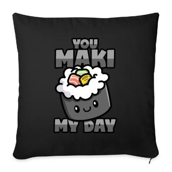 Sushi Puns - Maki, Sashimi and Nigiri - Sofa pillowcase 17,3'' x 17,3'' (45 x 45 cm) - black - Front