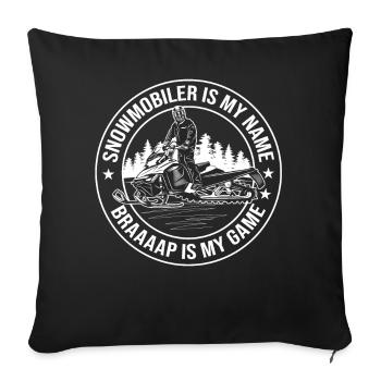 Snowmobile Braaaap est mon jeu Motoneiges - Housse de coussin décorative 45 x 45 cm - noir - Devant
