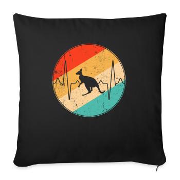 Kangourou Retro Heartbeat - Housse de coussin décorative 45 x 45 cm - noir - Devant