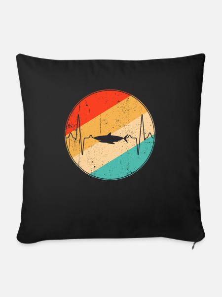 Hai Retro Herzschlag - Sofakissenbezug 45 x 45 cm - Schwarz