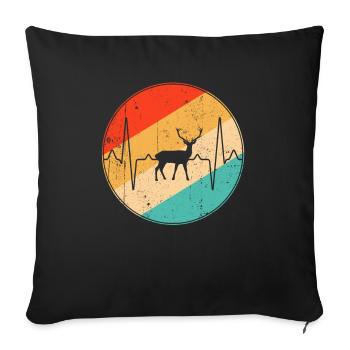 Deer Retro Heartbeat - Housse de coussin décorative 45 x 45 cm - noir - Devant