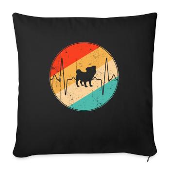 Mops Retro Herzschlag - Sofakissenbezug 45 x 45 cm - Schwarz - Vorne
