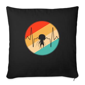 Méduse Retro Heartbeat - Housse de coussin décorative 45 x 45 cm - noir - Devant
