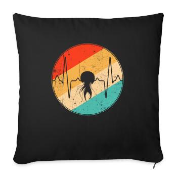 Méduse Retro Heartbeat - Housse de coussin décorative 45 x 45 cm - noir - Devant
