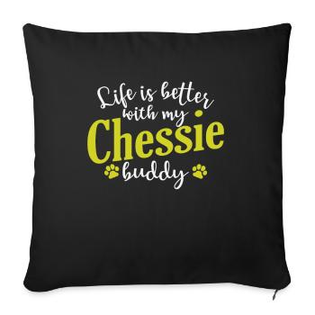 La vie est meilleure avec mon copain d’échecs - Housse de coussin décorative 45 x 45 cm - noir - Devant