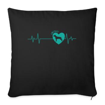 Ligne de battement de cœur Staffordshire Terrier - Housse de coussin décorative 45 x 45 cm - noir - Devant